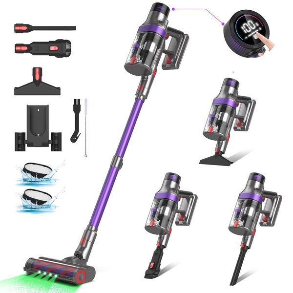 Cordless 530W 38Kpa Stick 2 Dust Cups Design 8 in 1 Vacuum Cleaner with OLED Touch Screen for Home Pet Hair f019