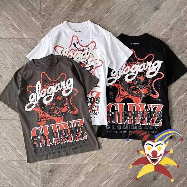 Men&#039;s T-Shirts Vintage Glo Gang Boyz Worldwide Graffiti print T-shirt Men Women Clothing Casual Loose Ts Tops T Shirt T240629