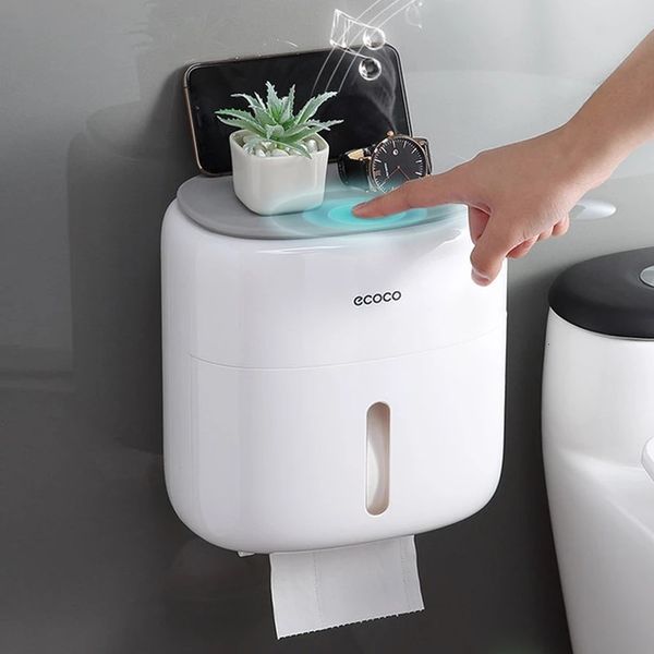 Toilet Paper Holders Double Layer Toilet Paper Holder Waterproof Multifunction Tissue Box Wall Mount Roll Paper Rack Toilet Roll Dispenser P