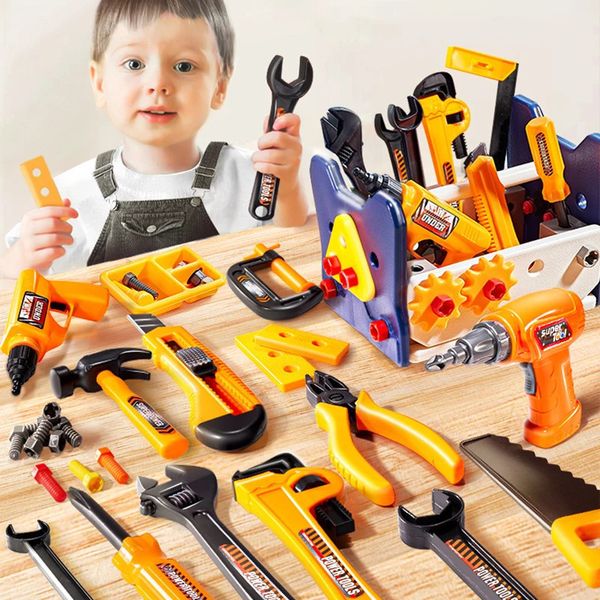 Tools Workshop Children&#039;s Tool Set with Electric Toy Drill Kids Power Construction Pretend Play Repair Kit for Toddler Boys Child 23120