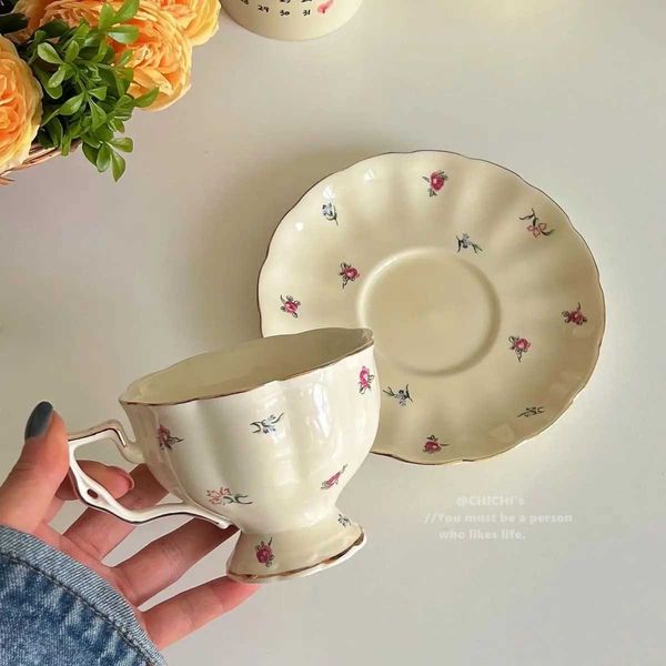 Cups Saucers Ceramic Tea Cups Plate Set Exquisite Afternoon Tea Coffee Cup Color High Beauty Household Mug Birthday Gift 250ml CL250211