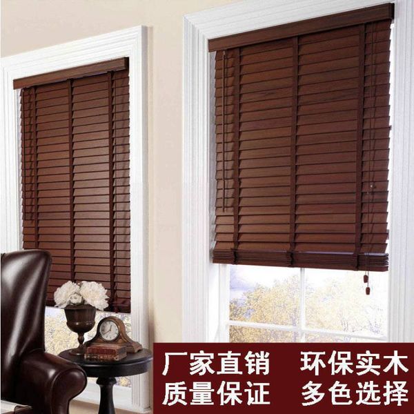 T0203 Water-Resistant Bamboo Wooden Blinds with Blackout Feature for Bathroom & Home Office Use Curtain