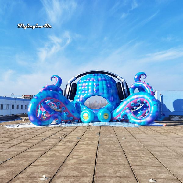 wholesale Outdoor Giant Inflatable Octopus Customized Temporary Tent Concert DJ Booth Air Blow Up Octopus Model With Headphone For Music Par