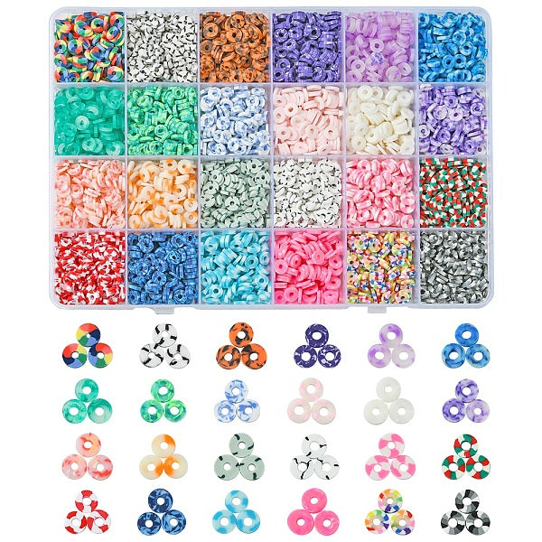 168G 24 Styles Handmade Polymer Clay Beads