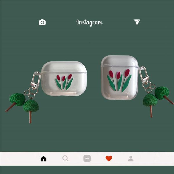 ddmygifts Cute transparent soft shell small leaf pendant suitable for Pro 2-3 generation Bluetooth wireless headphone case A