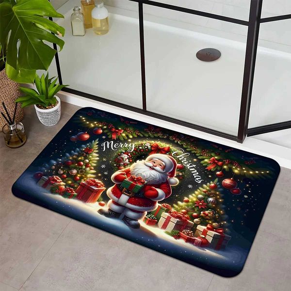Santa Claus welcome door home decoration carpet used for living room bedroom bathroom floor mats balcony lobby floor navigation decoration Y