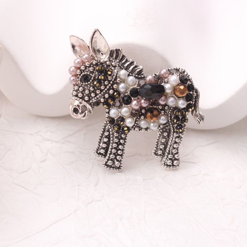 TEMU 1pc Vintage-style Donkey Brooch Pin With Accents – Elegant Jewelry For Weddings, Parties, And Holidays, Scarves, Jackets, Bags, And More, Party