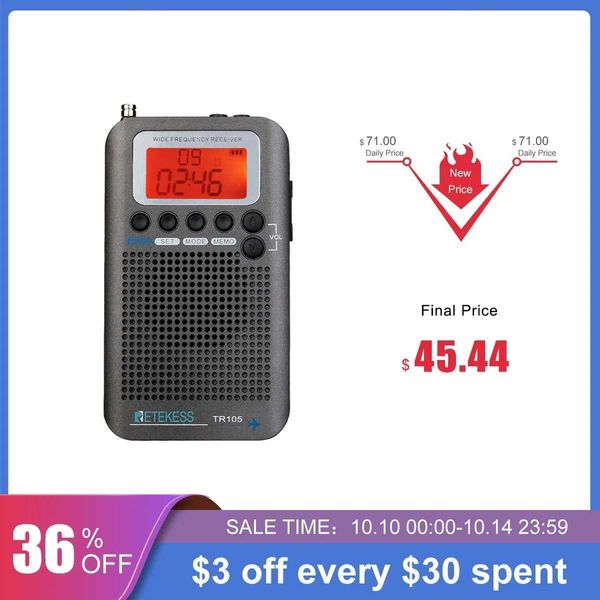 Radio To TR105 Portable Ra Aircraft Fl Band Ra FM-AM-SW-CB-Air-VHF Receiver World Band with LCD Display Al Clock Z241106