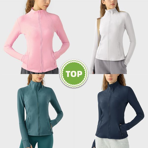 L-J Womens Quick-Drying Yoga Clothes Designer Jackets Lightweight Full Zip Running diving Track Jacket Workout Slim Fit Yoga Sportwear with
