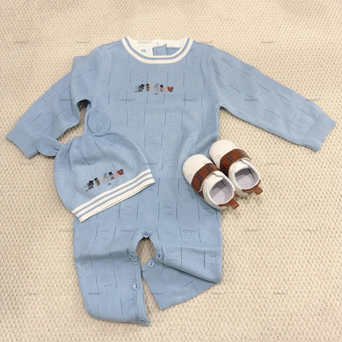 Top newborn jumpsuits Animal print toddler romper designer Baby clothing Long sleeve Knitted suit infant bodysuit And hat A383X11N097