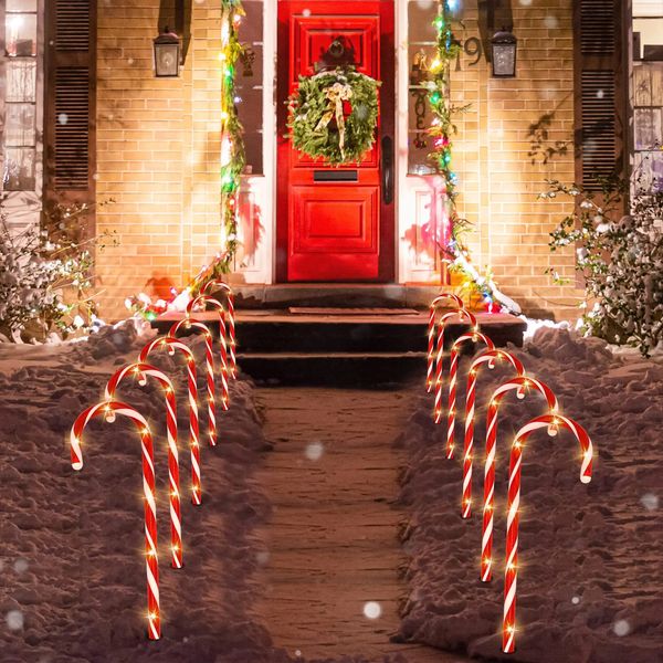 Christmas candy stick path markers trees holiday parties courtyard decorations outdoor decorative lights 240927