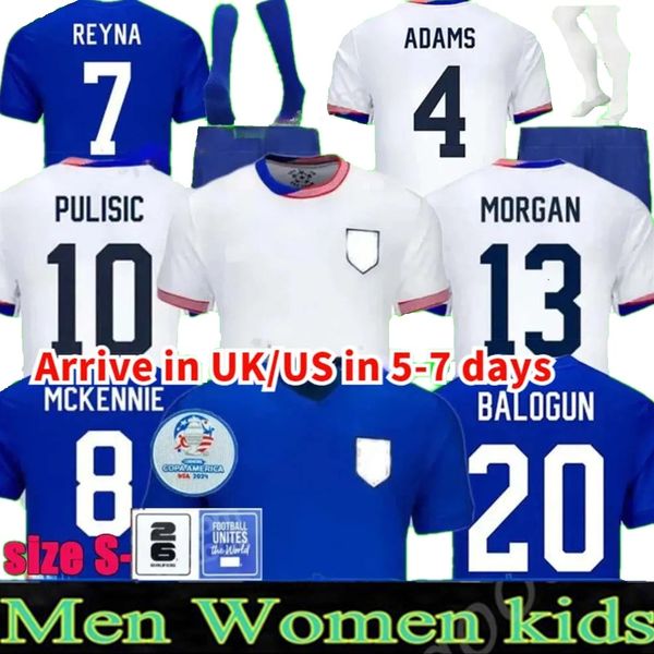 USAS Soccer Jerseys 2024 2025 Copa America USWNT Woman Kids Kit USMNT 24-25 Home Away Football Shirts Men Player Version PULISIC SMITH MORGA