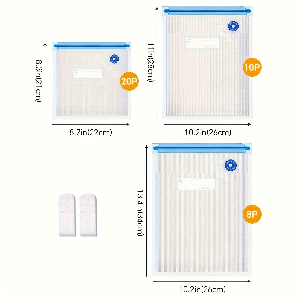 TEMU 40packs(38pcs Food Storage Vacuum Bags+2pcs Clips) Heavy-duty Vacuum Sealer Bags Set With Zipper Lock - Airtight Food Storage Containers &