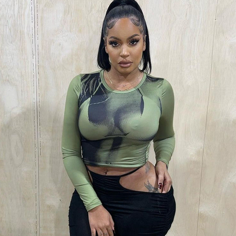 23ss Designer Women Long Sleeve T Shirt Bodycon Tops for Woman Spring Summer Female Tee Short Clothing Streetwear