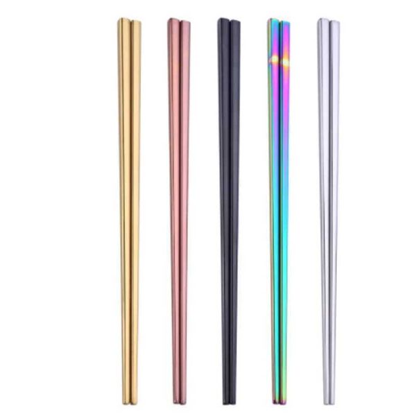 1 Pair Stainless Steel Chopsticks Portable Non-slip Food Sticks Tableware 23cm Chinese Chopsticks Tableware Kitchen ToolsXJ240826