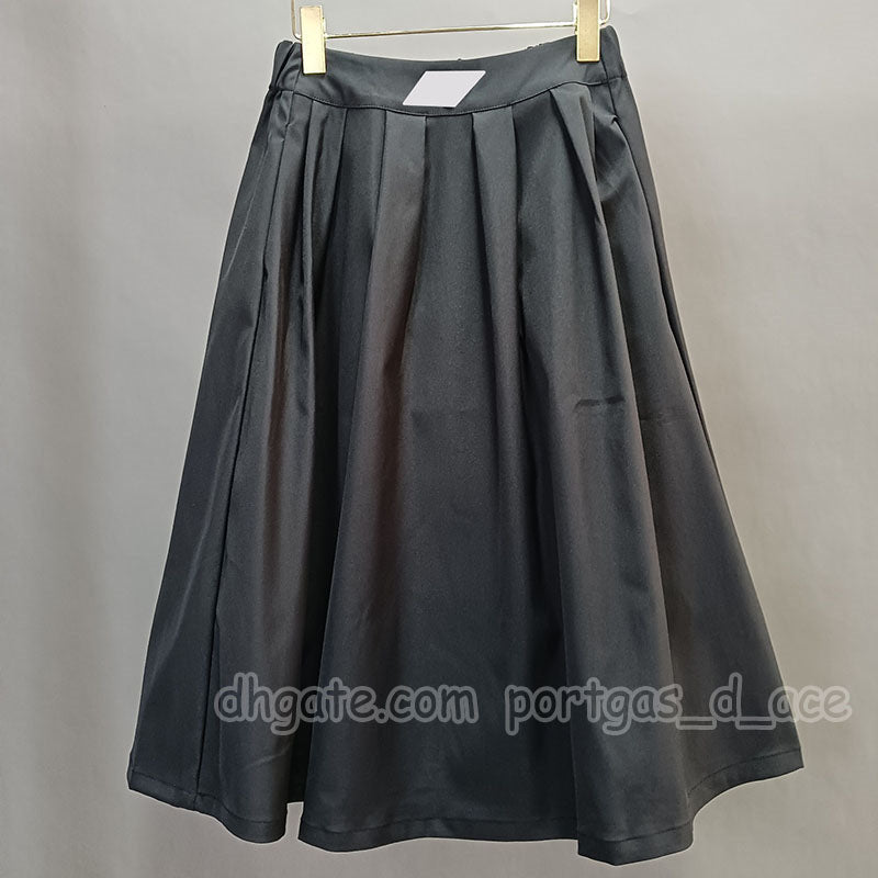 Black Nylon Pleated Skirt Dress Designer Women Summer High Waist Elastic Skirts Street Style Daily Dresses