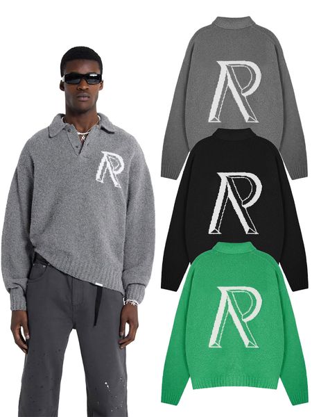 American women men cashmere knitting hoodie embroidery logo wool knit pullover designer sweater man black