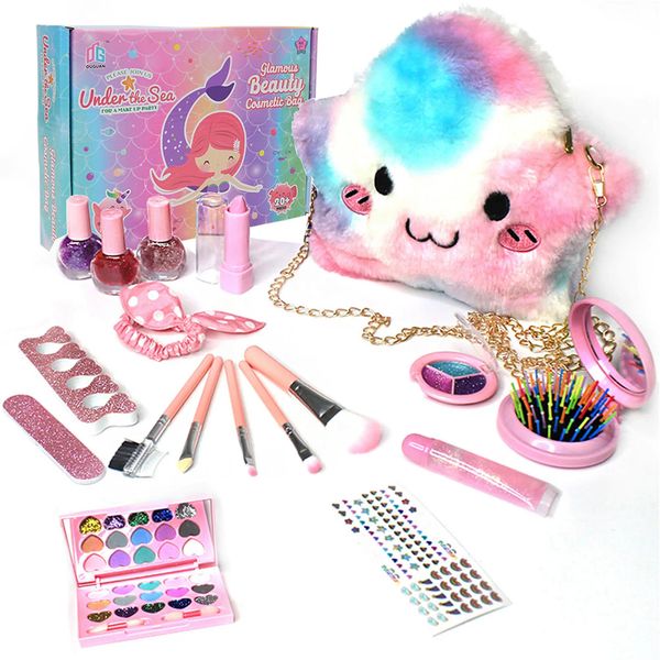 Fashion Kids Cosmetics Make Up Set Safe Washable Childrens Makeup Box Princess Beauty Pretend Play Toys For Girl Baby 240416