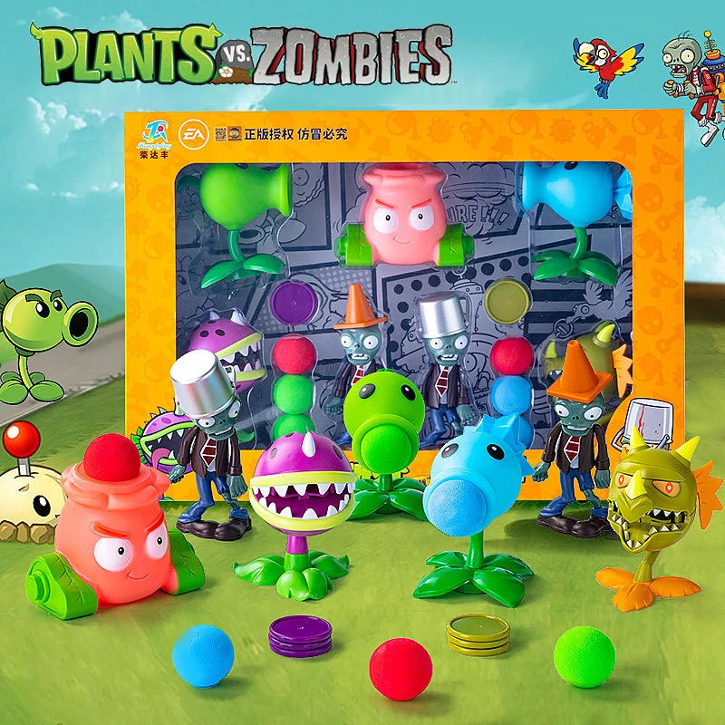 Plants Vs Zombies Peashooter Snow Pea Chomper Zombie Genuine Game Scene Figure Ornaments Soft Silicone Figure Boy Birthday Gift