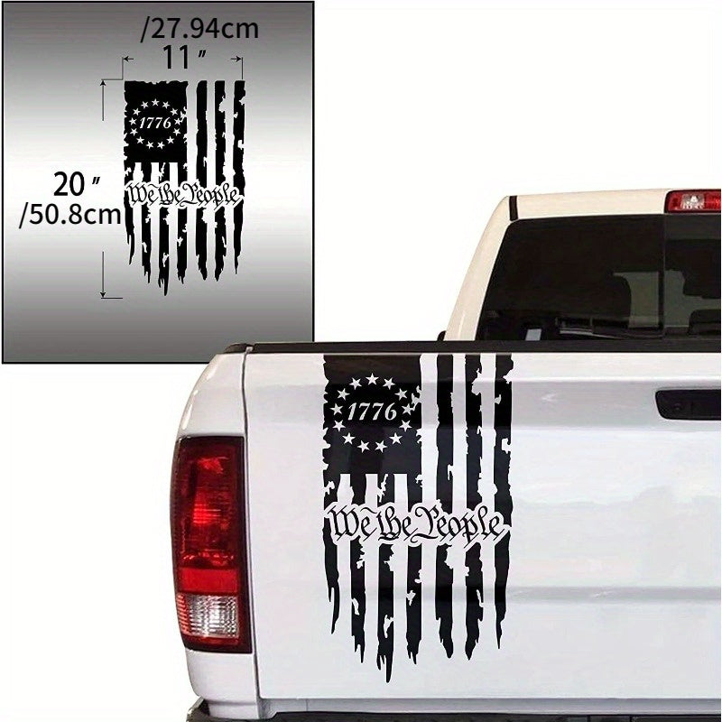 TEMU Us People Rose Flag 1776 Vintage American Flag Car Truck Backsplash Vinyl Decal