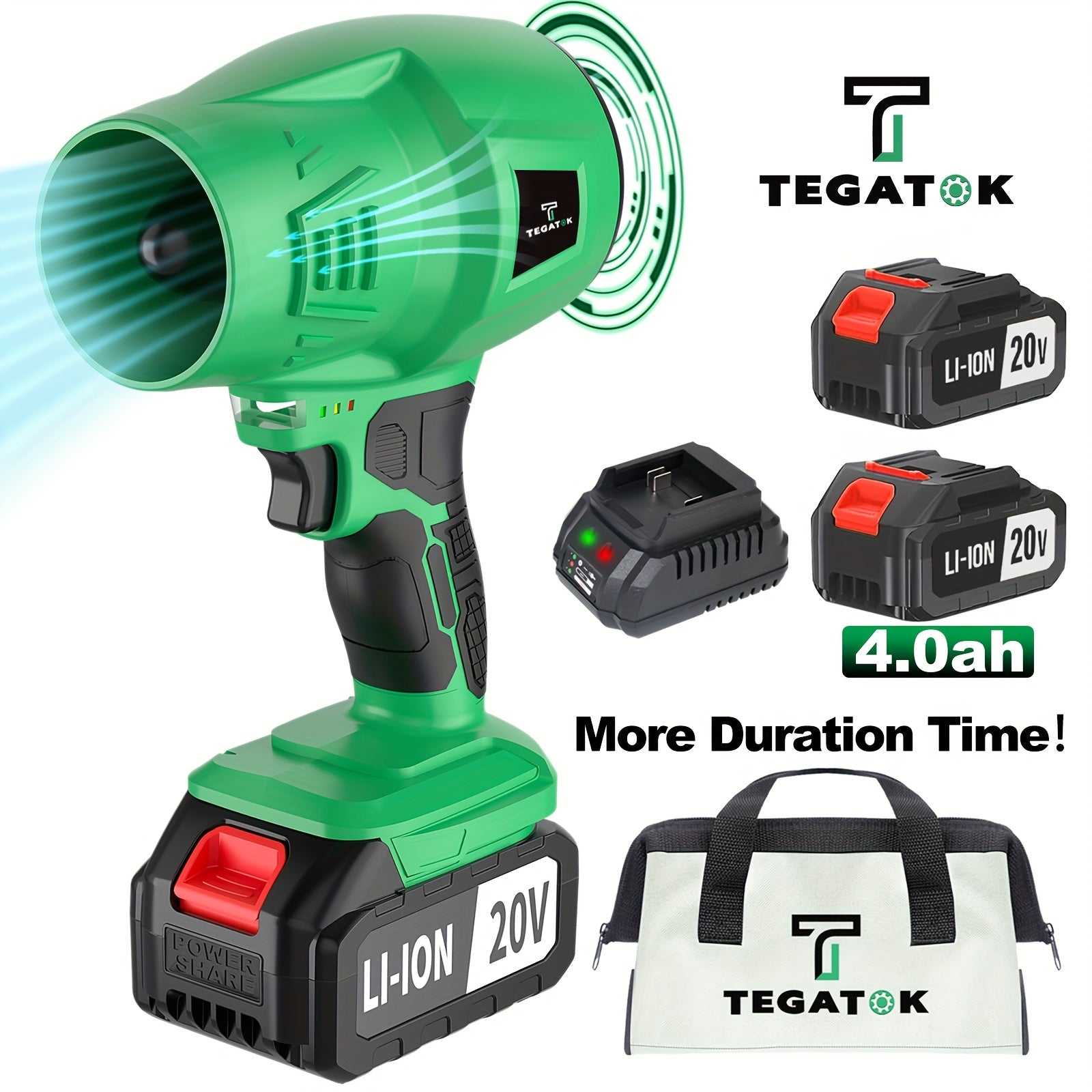 TEMU Tegatok Powerful Cordless Vacuum Cleaner Fan - , 4.0ah Lithium-ion Battery Charging, Portable Tool Bag, Ideal For Home, Car, And Outdoor Use,