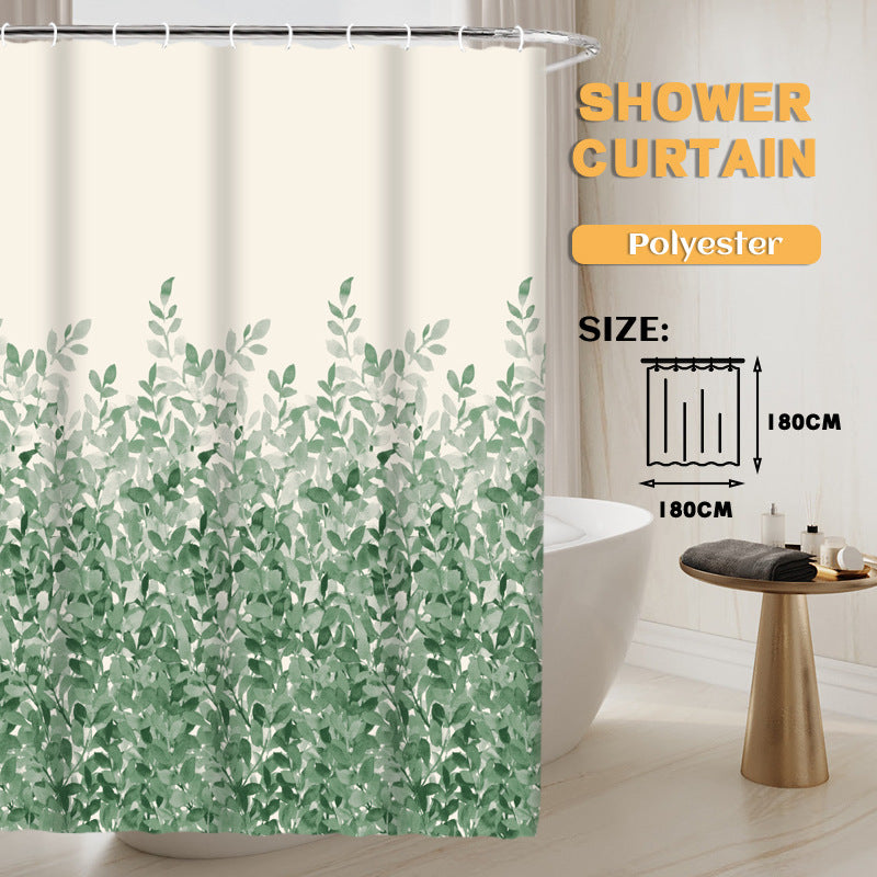 YL-36933 Manufacturer Spot Digital Printed Fabric Shower Curtain Waterproof Thickened Bathroom Partition Curtain with Hook