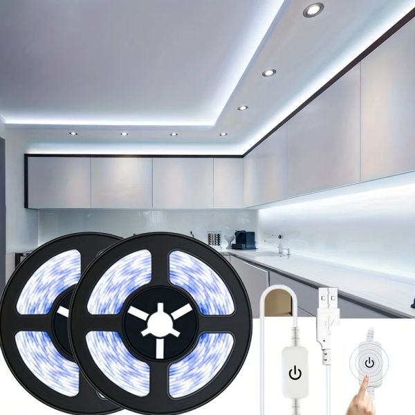 USB LED Strip Light 5V 2835 LED Flexible Lights Tape Ribbon Backlight For Room Cabinet Lighting Mirror Brightening