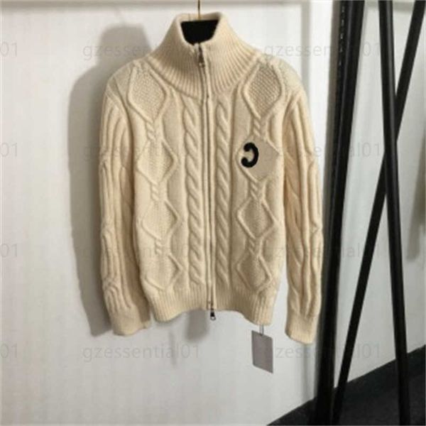 Cardigan Women Jacket Designer Sweater Womens Sweaters Flocking Pattern Embroidered Stand-up Collar Long Sleeve Twist Knit Cardigans Zipper