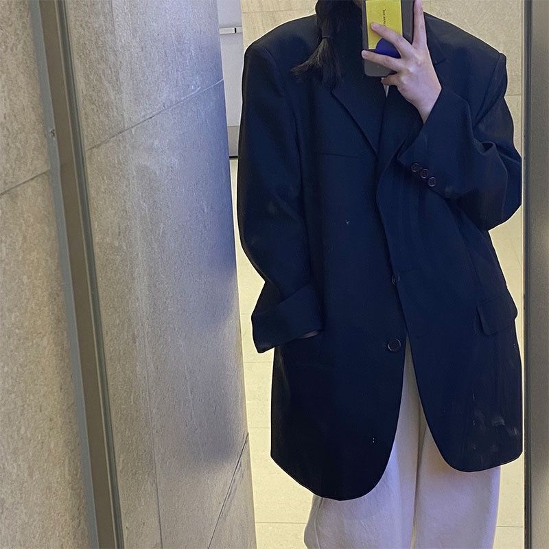 L326Chic Black Layered Jacket for Women - Versatile Student Attire with a Modern Korean Twist