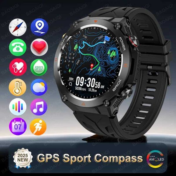 New GPS Outdoor Smart Watch HD 412 * 412 AMOLED Screen Heart Rate BT Call IP68 Waterproof Mens Smart Bracelet T241213