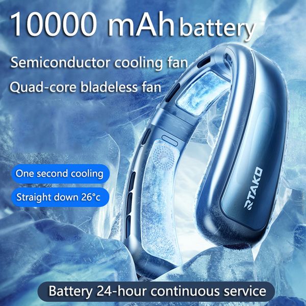 Other Home Garden 10000mAh Neck Fan USB Portable Air Conditioner Fans Neckband Air Cooler Summer Mini Bladeless Electric Fan for Outdoor Spo