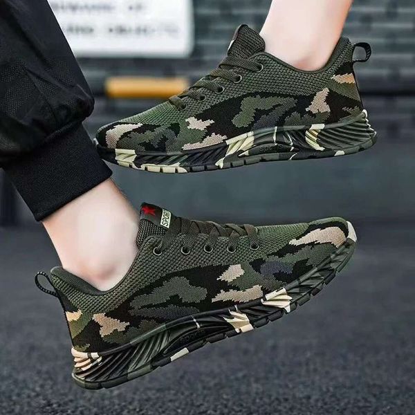 2024 Camouflage Sneakers Mens Fashion Non-slip Mesh Surface Bre athable Sports Women&#039;s Outdoor Lightweight Walking Shoes