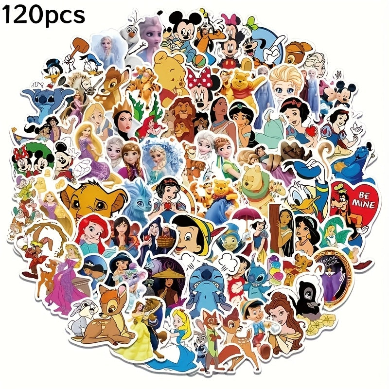 TEMU 120pcs Stickers, Stitch, & , Princess, Series Mixed Decals For Laptop Decoration, Water Bottles, Skateboards, Suitcases - A Thoughtful Gift ,