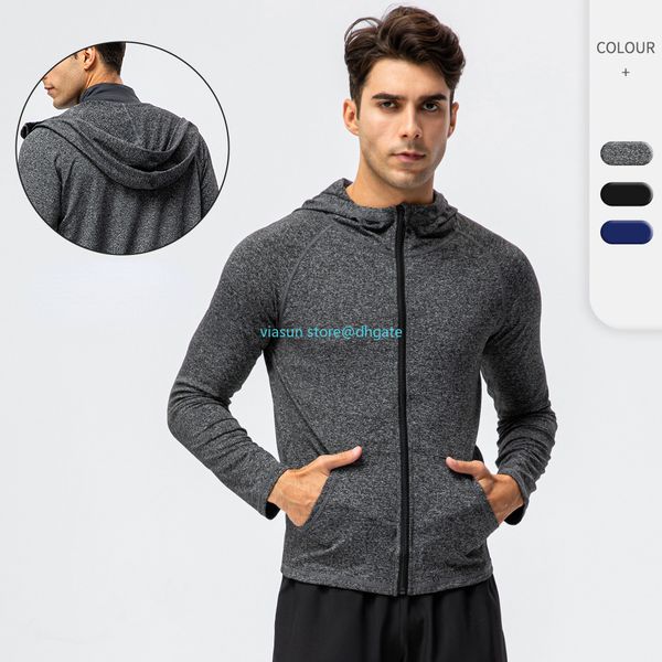 L98 men Sports Coat Yoga Thin Jogging Jackets Clothing High Waist Gym Activewear Jacket Hooded Long Sleeve Training Clothes Stand Collar