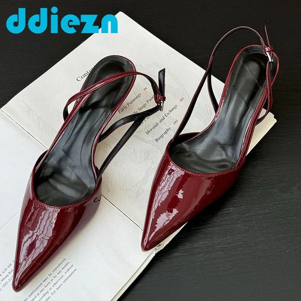 Womens sandals wine red fashionable heels womens pumps fashionable camisole shoes toe buckles womens shoelaces 240925