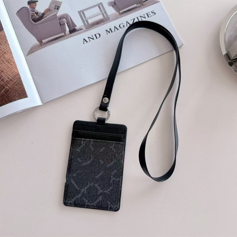Designer Luxury Work Card Holder Necklaces Hanging Rope Card Bags credit card Student ID Cardholder Leather Wallet For Women Men Employee Name Purse