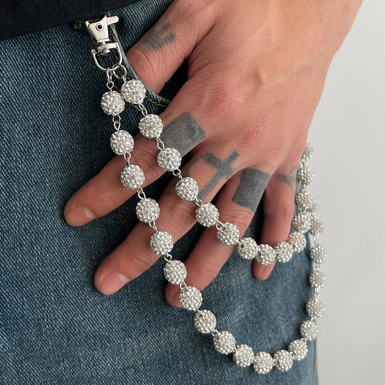 Ingemark Harajuku Street Rhinestone Keychain Wallet Belt Chain for Men Hip Hop Trousers Hipster Pant Jeans Chain Rock Jewelry250519