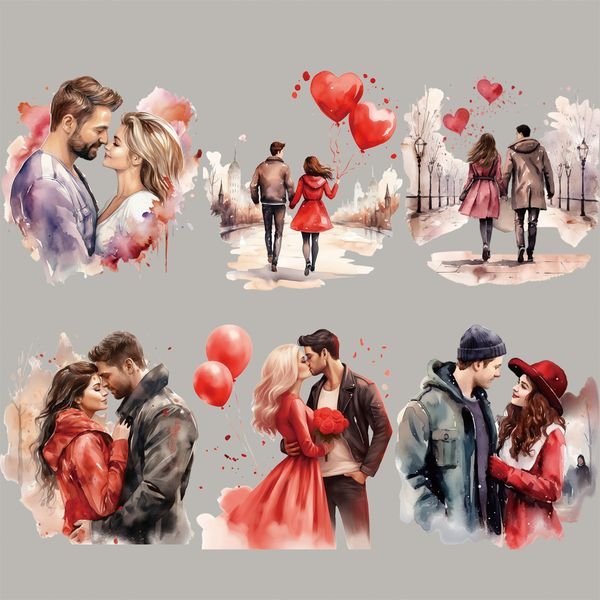 Valentine&#039;s Day Iron on Patches Decals for Clothing T-Shirt Heat Press Decal Design Lover Heat Transfer Sticker Decoration Applique Was