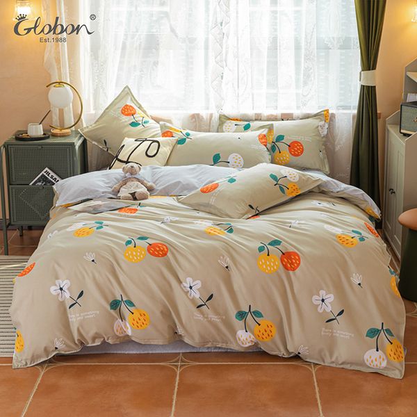 Bedding sets Globon Flower Print Bedding Set With Pillowcase Cotton Soft Comforter Duvet Cover Sets Queen King Size 4 pcs 220908