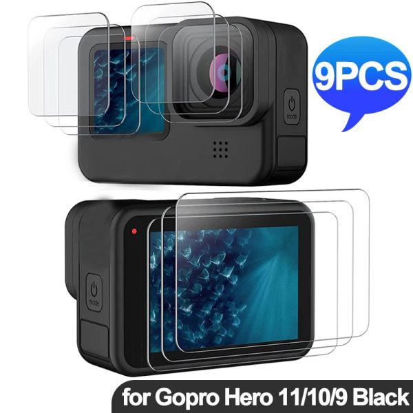 3-9Pcs HD Tempered Glass For GoPro Hero 11 10 9 Black Lens & Front & Back 9H Hard Screen Protector For GoPro Hero11 Hero10 Hero9