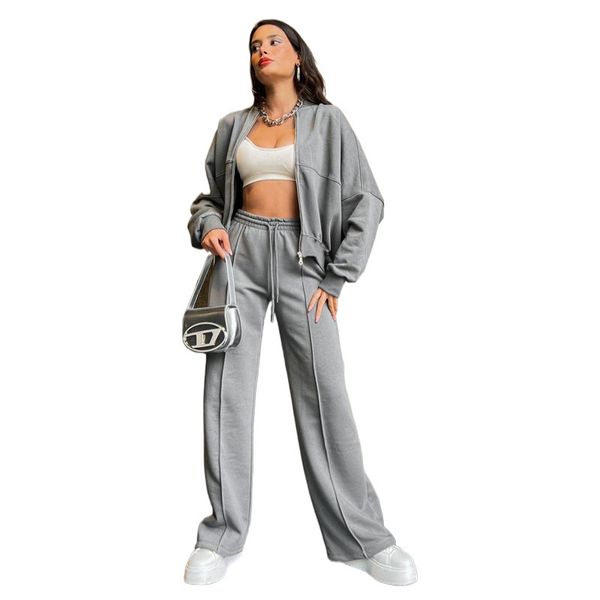 2025 Spring Women&#039;s Fashion Zipper Hoodie+Pants Women&#039;s Fashion Casual Straight Leg Pants Set