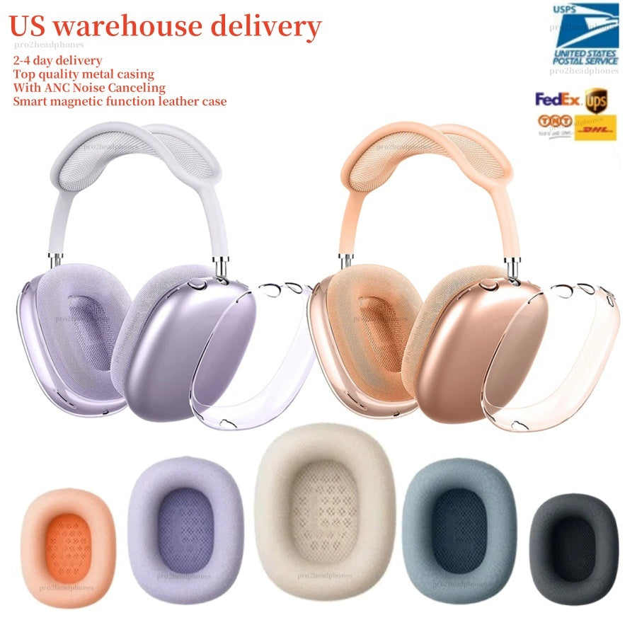 for Airpods MAX Top ANC Metal airpods pro max 2 3 4 Headband Headphone Accessories Transparent Silicone Waterproof Protective case pro Maxs Headphon