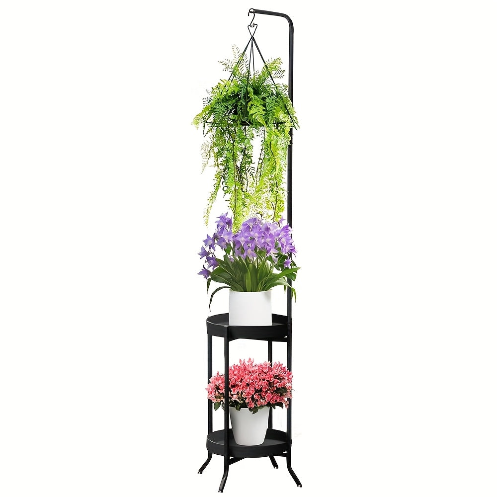 TEMU 2 Tier Plant Stand Metal Plant Shelf Indoor Outdoor, Tall Corner Hanging Plant Shelf Metal Flower Stands Ladder, Heavy Duty Tall Flower Shelf
