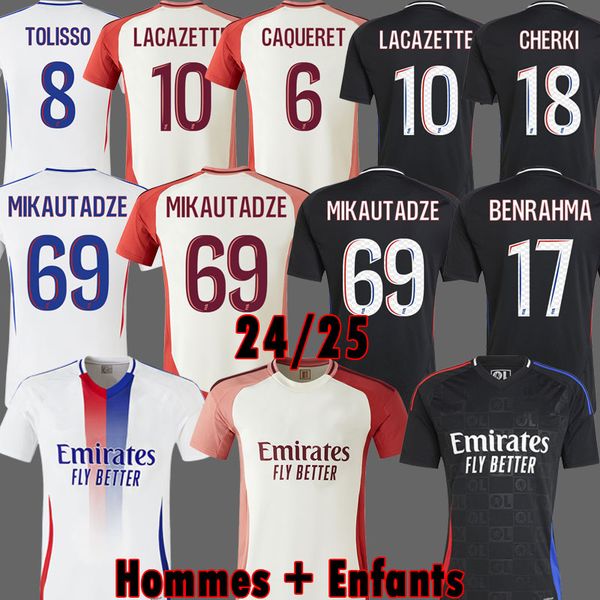24 25 BENRAHMA Maillot de foot MIKAUTADZE Soccer JerseyS NUAMAH OL 4th FOFANA TAGLIAFICO football shirts 2024 2025 Lyonnais ORBAN man kids k