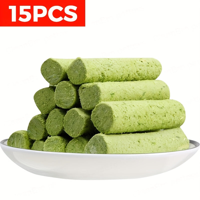TEMU 15pcs Freeze-dried Dog Grass Chew Sticks For Dogs Natural Dental Treats For Puppies & Adult Dogs, Supports Hairball Removal & Digestive Health,