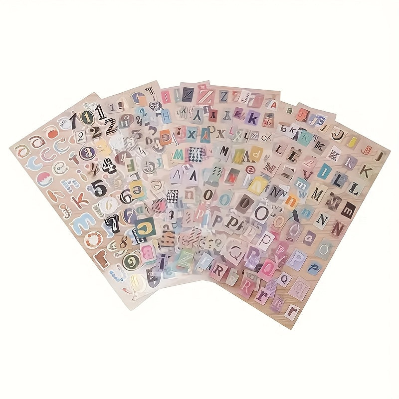 TEMU Set Of 6 Vintage Letter And Number Stickers, Suitable For Scrapbooking, Diary Decoration, Diy Photo Album Crafts, And Letter-number Stickers.
