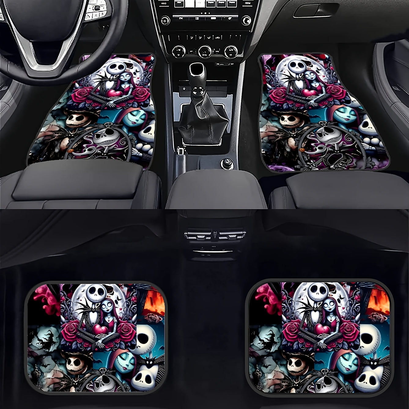 TEMU 4pcs And Cartoon Car Floor Mats, Non-slip Durable Polyester Fiber Car Mats, Suitable For Sedans, Suvs, Trucks, Car Interior Protection, Ideal