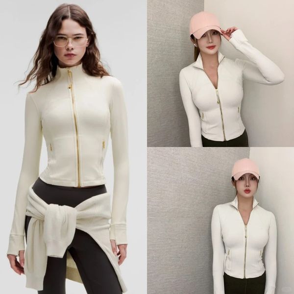 Womens workout jacket gold zipper sports jacket fitness gym jacket sportswear running sports top solid color zipper training sportswear jogg