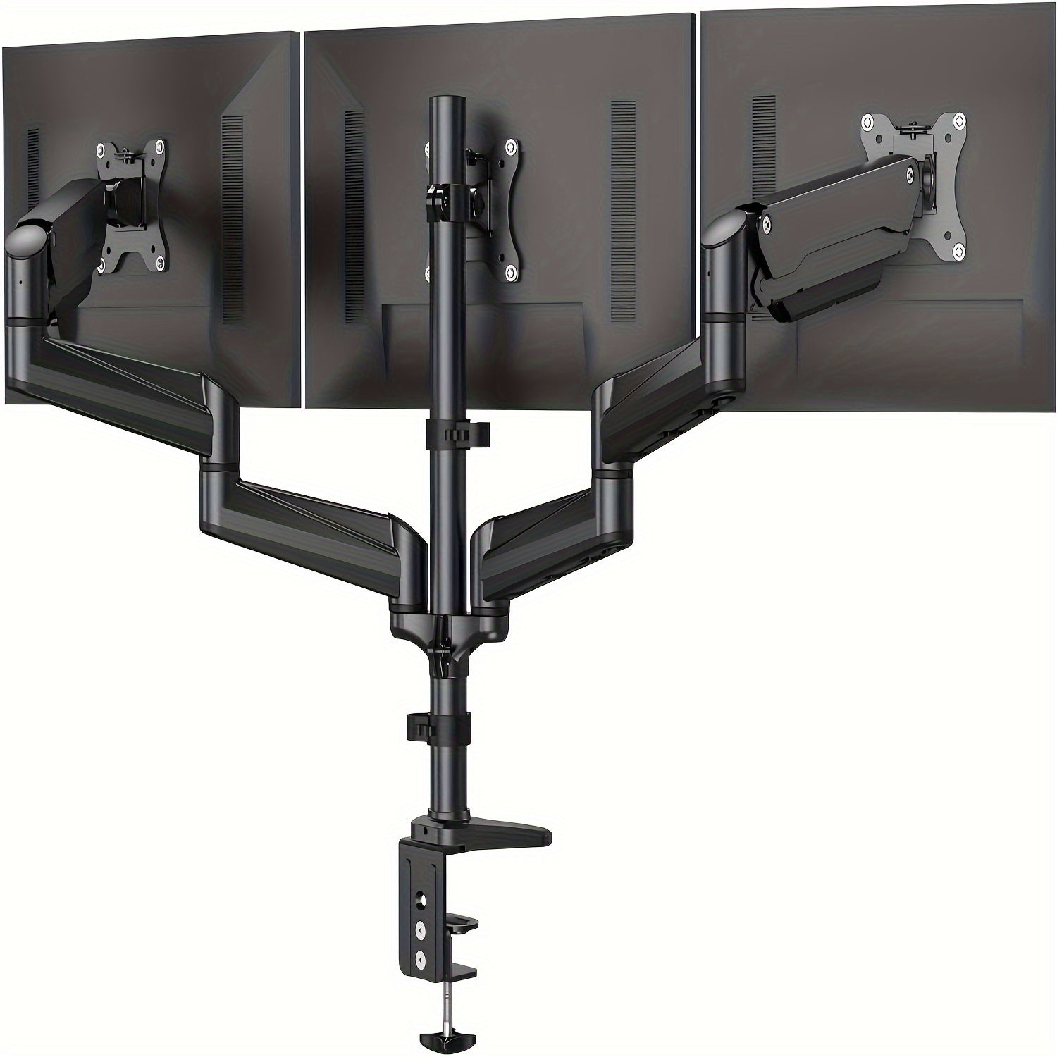 TEMU 3 Monitor Desk Mount, Triple Monitor Mount For 17 To 32 Inch Screens, Arm Can Hold 17.6 Lbs, Gas Springs Adjustment Triple Monitor Stand With