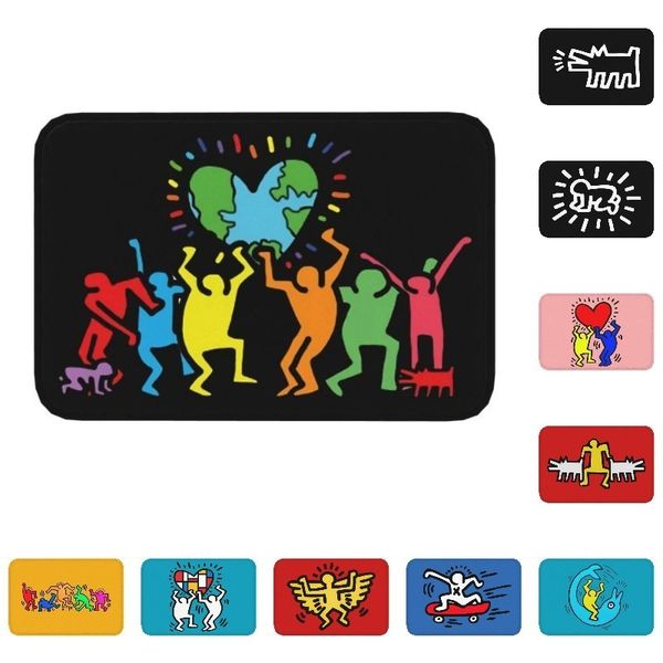 Carpet Haring Geometric Graffiti Front Door Floor Entrance Mats Outdoor Keith Abstract Art Kitchen Bath Doormat Garage Rug 230105